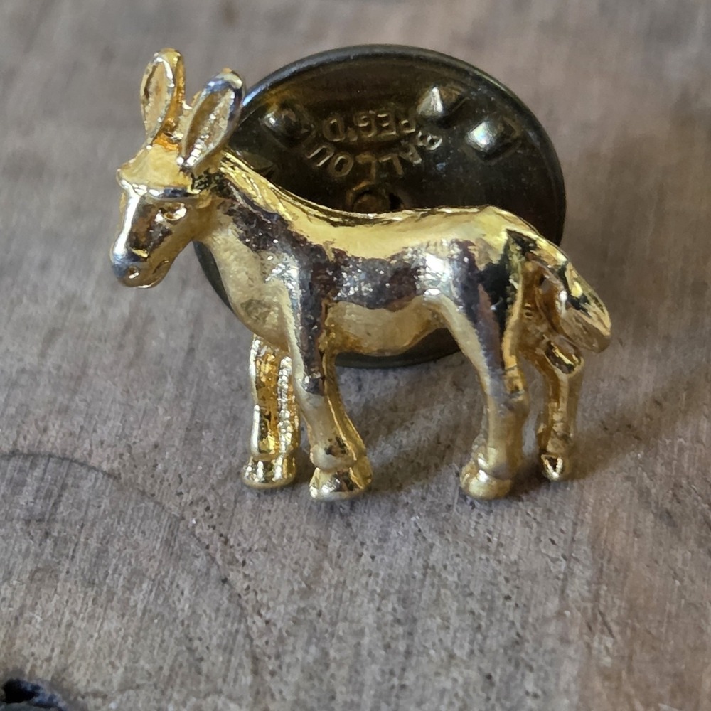Vintage Gold Tone Donkey Lapel Pin